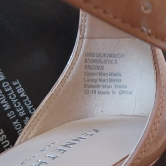 Kenneth Cole sz 8 Beige gold trim sole 4 inch open toe Ankle Strap Heel - Picture 6 of 10